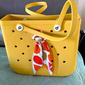 BOGG BAG Yellow Tote with Leaf Scarf